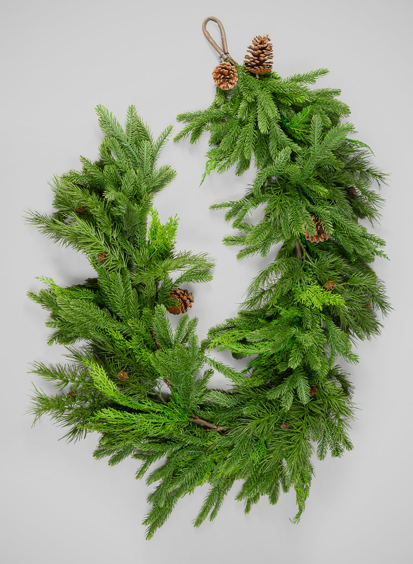 72in Long Real Touch Fir/Cedar/Cypress Cone Garland Decor Jamali Garden
