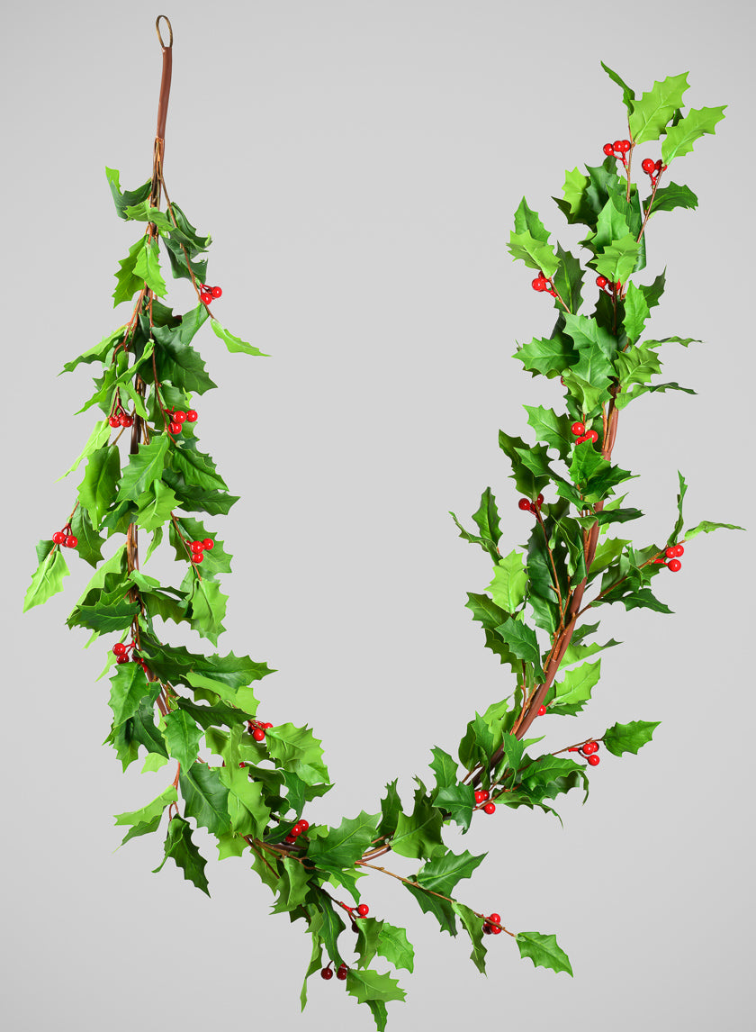 72in Long Holly Berry Garland Decor Jamali Garden