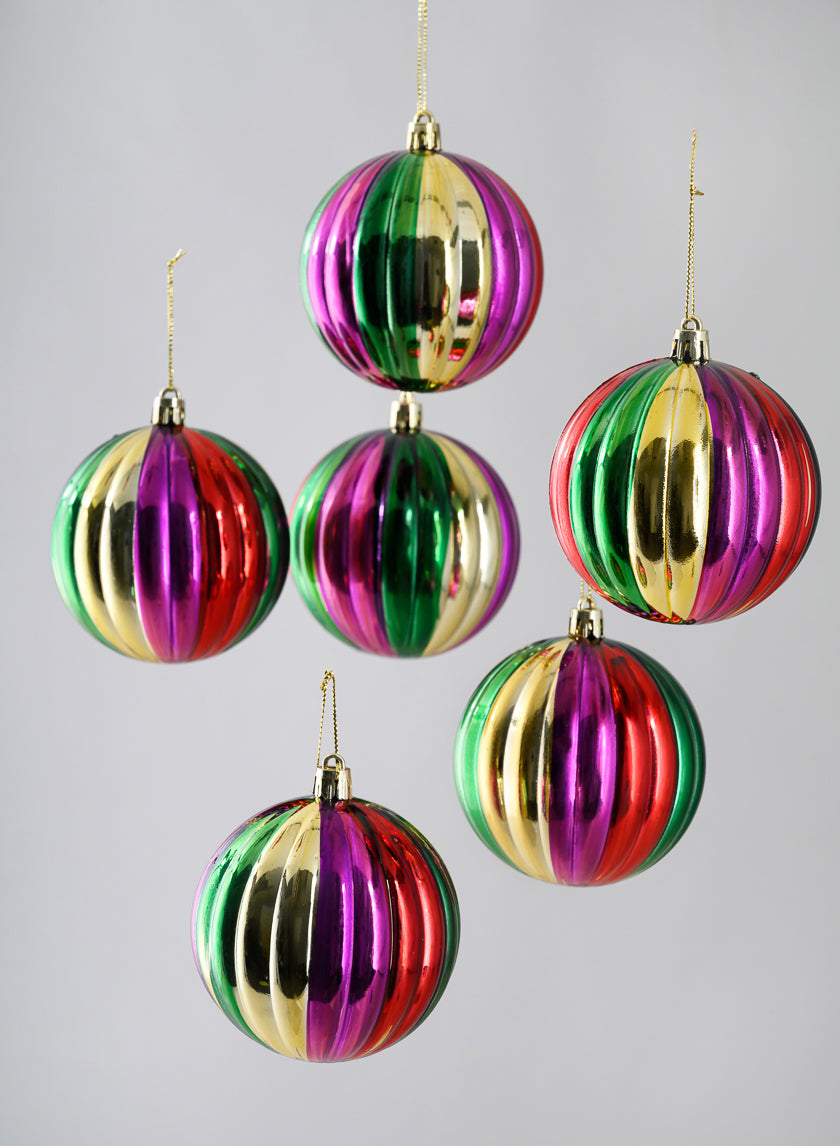 3in Round Colorful Hand-Painted Plastic Pumpkin Balls (80mm), Set of 6 Decor Jamali Garden