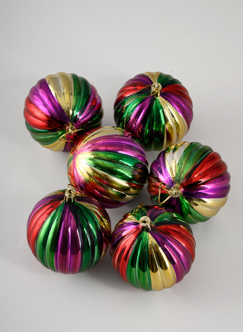 3in Round Colorful Hand-Painted Plastic Pumpkin Balls (80mm), Set of 6 Decor Jamali Garden