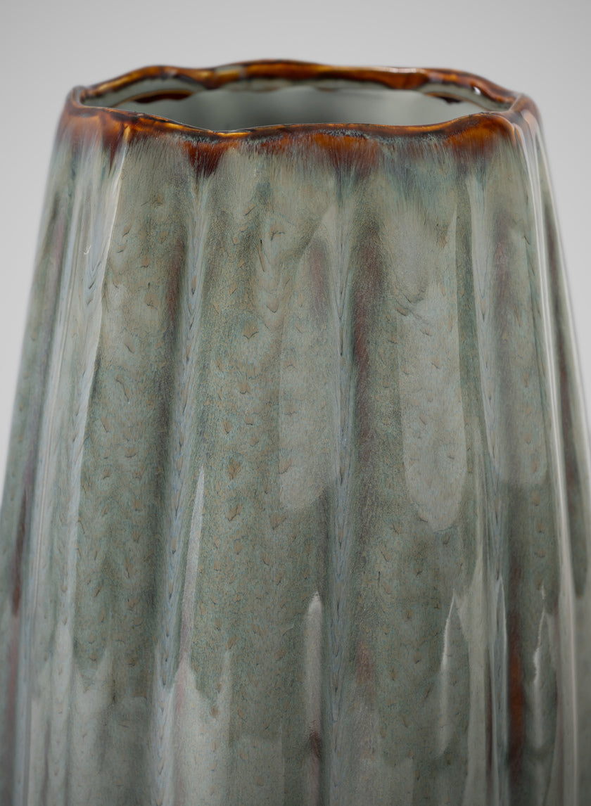 11in Tall Grey Glazed Leif Ceramic Vase Decor Jamali Garden