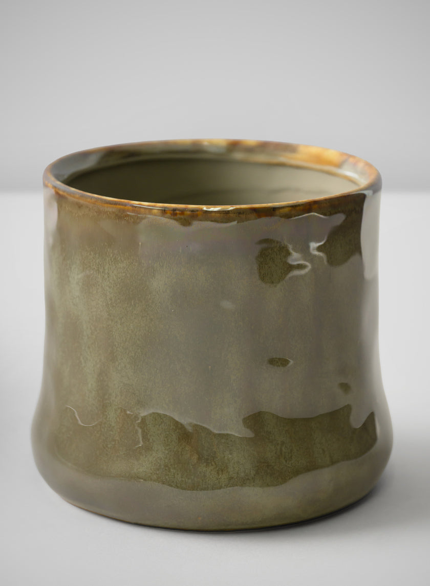 4.5in Tall Kolso Vintage Green Ceramic Cachepot Decor Jamali Garden