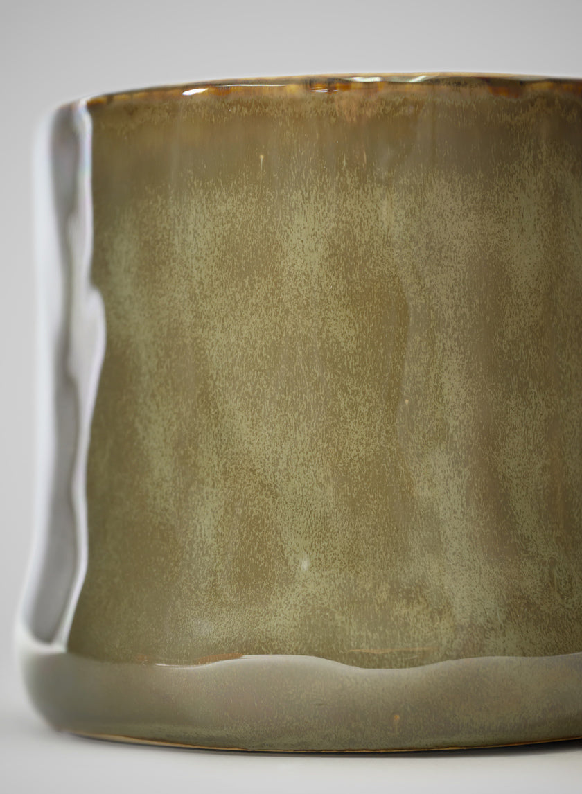 4.5in Tall Kolso Vintage Green Ceramic Cachepot Decor Jamali Garden