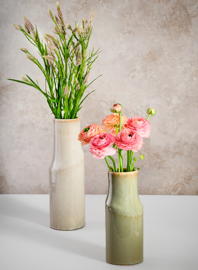 11in Tall Annika Cream Ceramic Cylinder Decor Jamali Garden