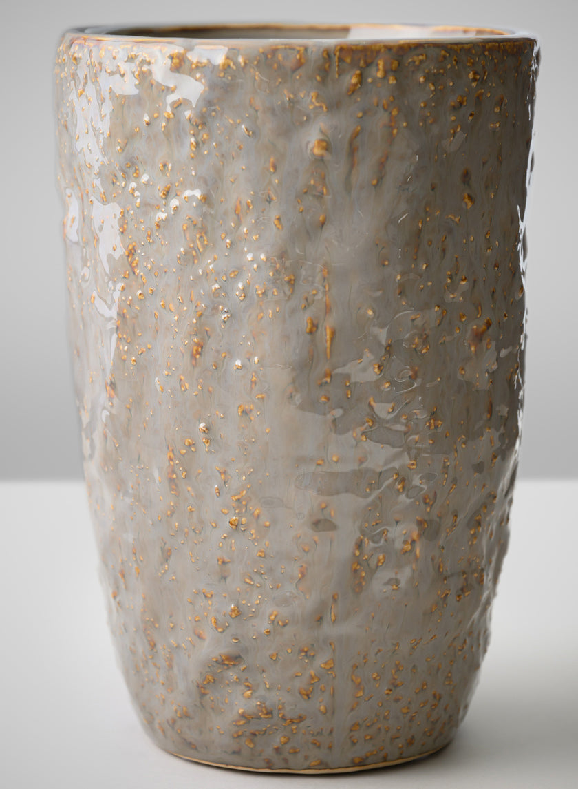 8in Tall Bursa Taupe Ceramic Vase Decor Jamali Garden