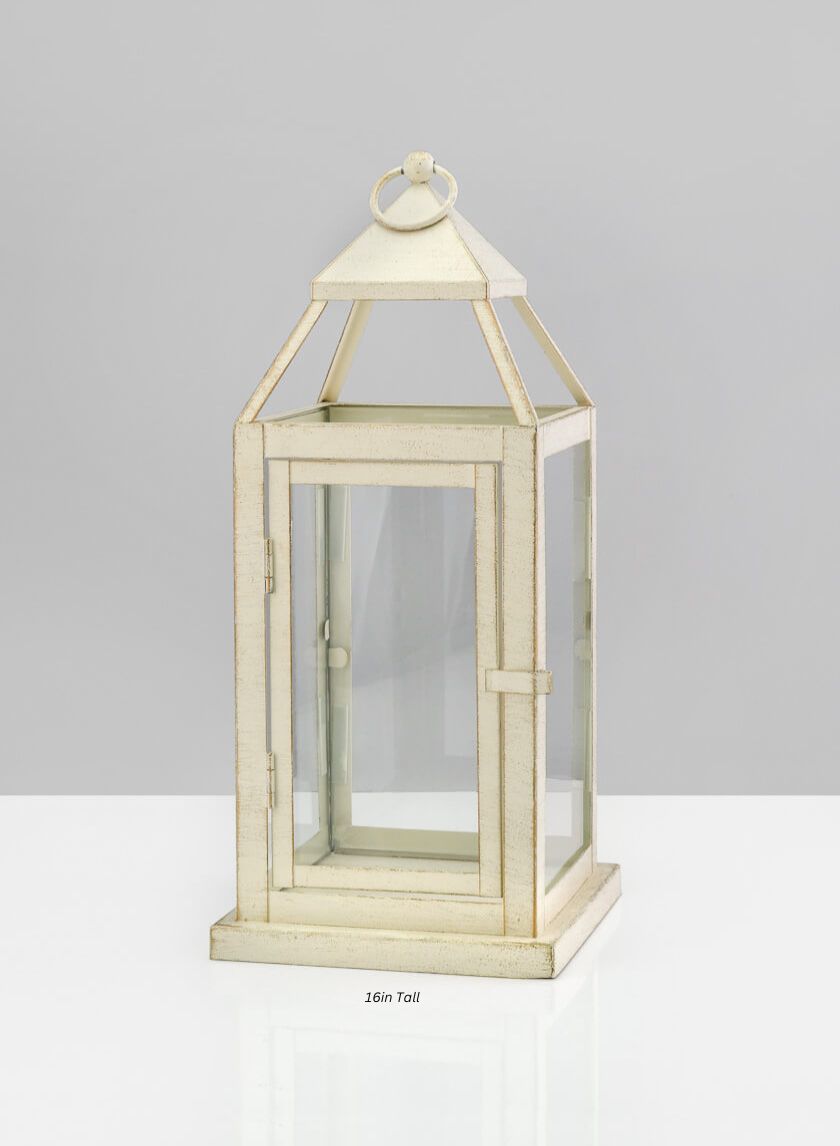 Montmartre Aged White Lantern Decor Jamali Garden Aged White 16in Tall EACH