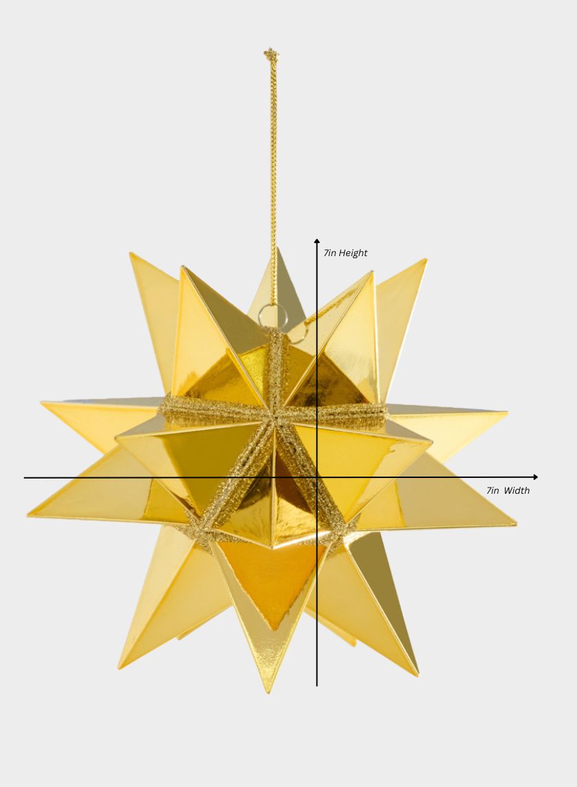 7in Wide Gold Glittered Plastic Ornament