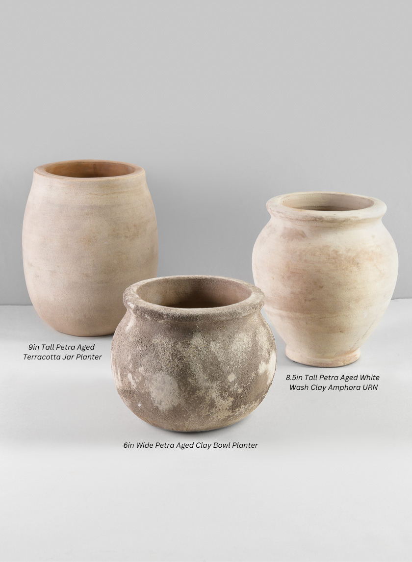 6in Wide Petra Aged Clay Bowl Planter Decor Jamali Garden