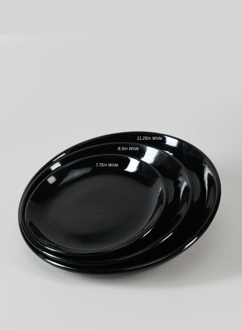 Glossy Black Ceramic Saucers Decor Jamali Garden