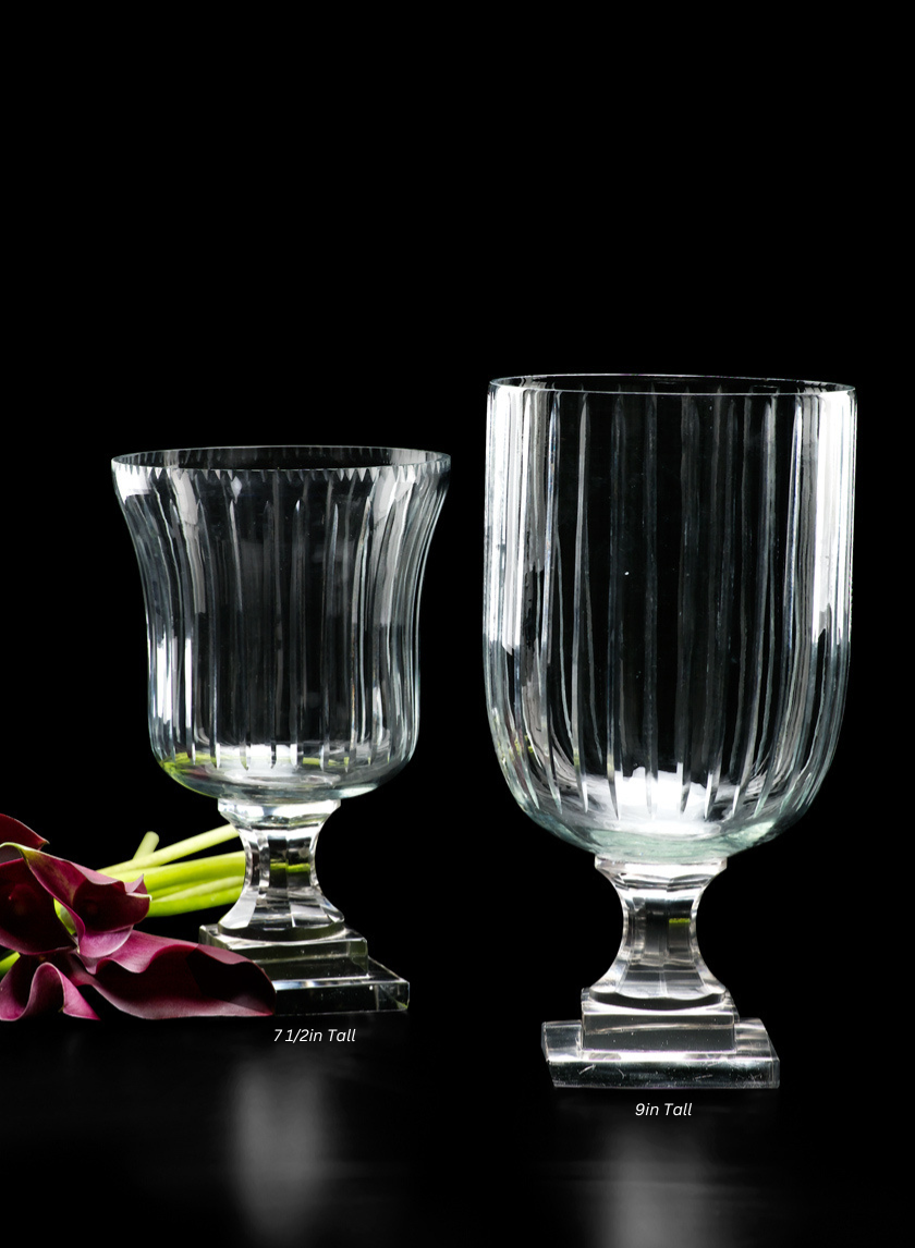 Cut Glass Line Pedestal Vases Decor Jamali Garden