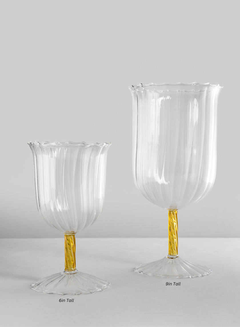 Luxe Fluted Glass Goblet Decor Jamali Garden