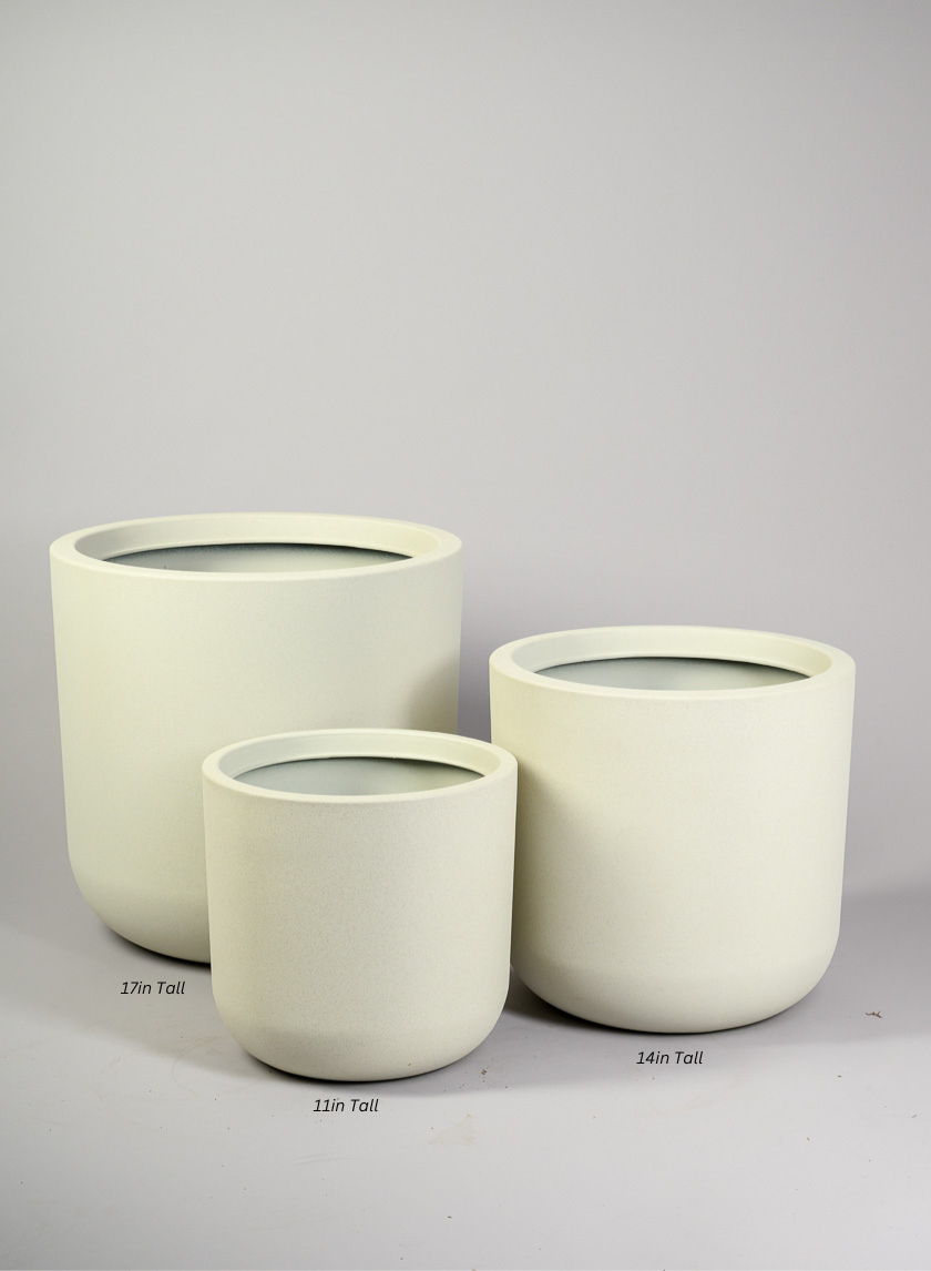 Rumi White Real Look PVC Light Weight Cylinder Pot Decor Jamali Garden