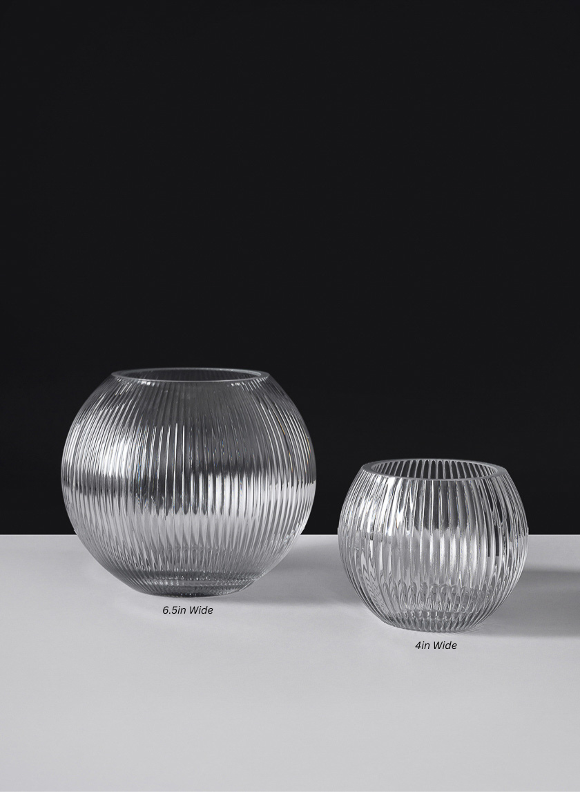 Pleated Glass Fishbowl Vase Decor Jamali Garden