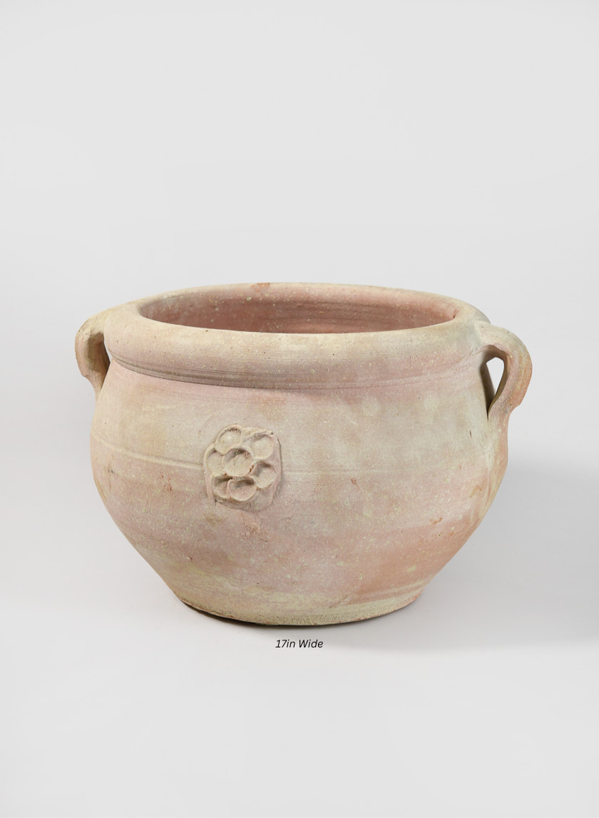 Tunisian Handmade Calyx Pot with 2 Handles Decor Jamali Garden 17in Wide EACH