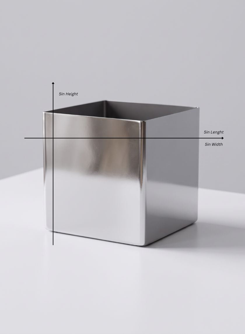 Stainless Steel Cube Vase Decor Jamali Garden Silver 5in Cube EACH
