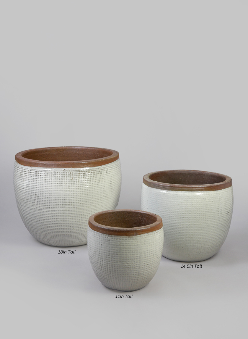 Rimmed Bowl Clay & Ceramic Planter, Yucatan Stone White Decor Jamali Garden