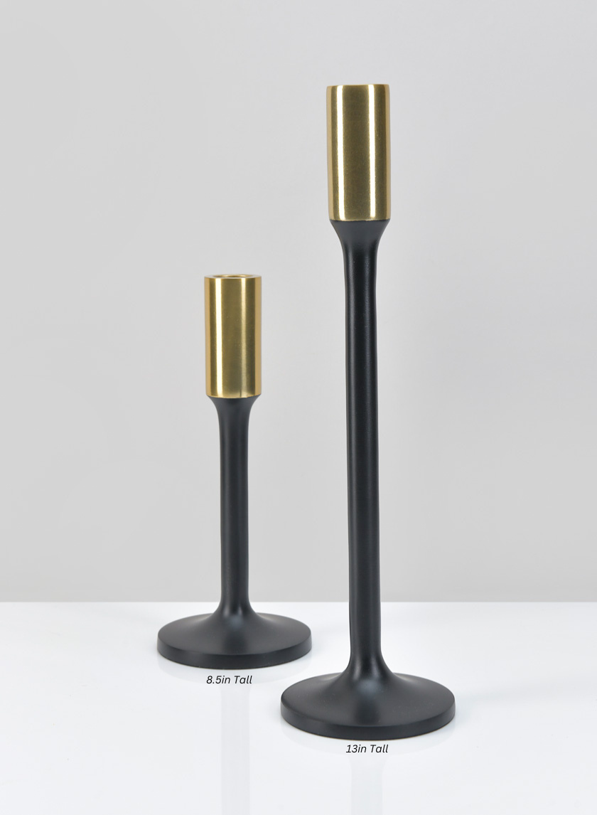 Zaragoza Black & Gold Metal Candlestick Decor Jamali Garden