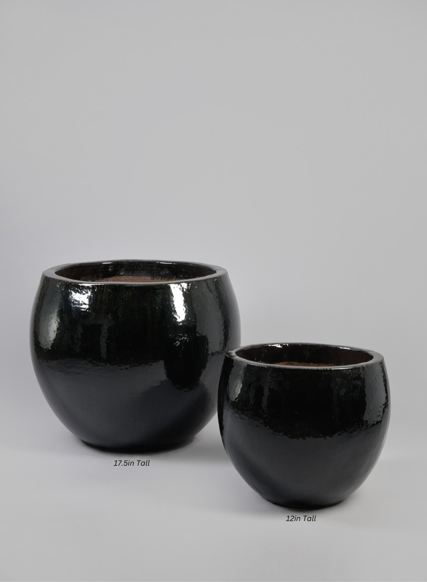 Grand Bowl Clay & Ceramic Planter, Mesquite Black Decor Jamali Garden