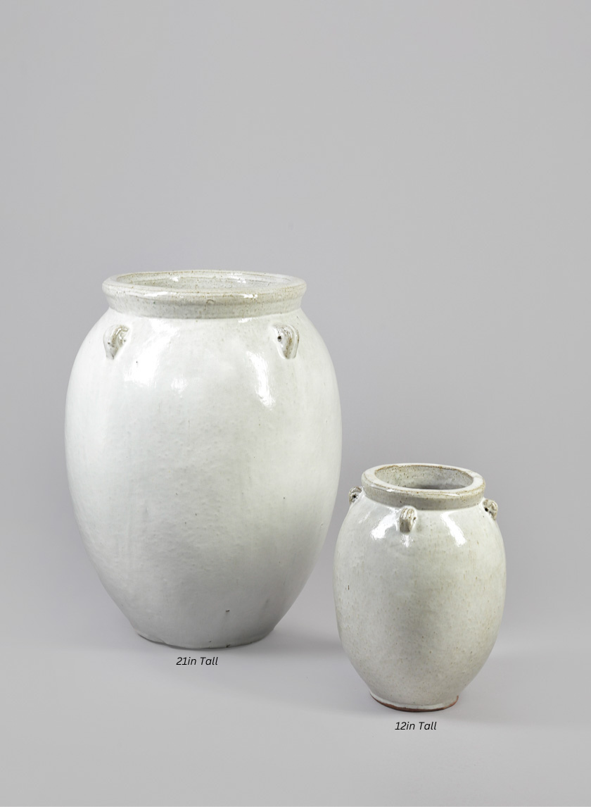 Jakarta Clay & Ceramic Urn Planters, Cloud White Decor Jamali Garden