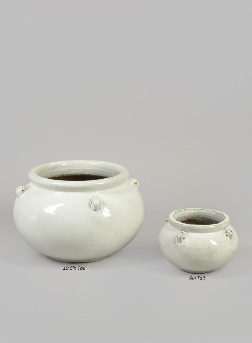 Jakarta Bowl Clay & Ceramic Planters, Cloud White Decor Jamali Garden