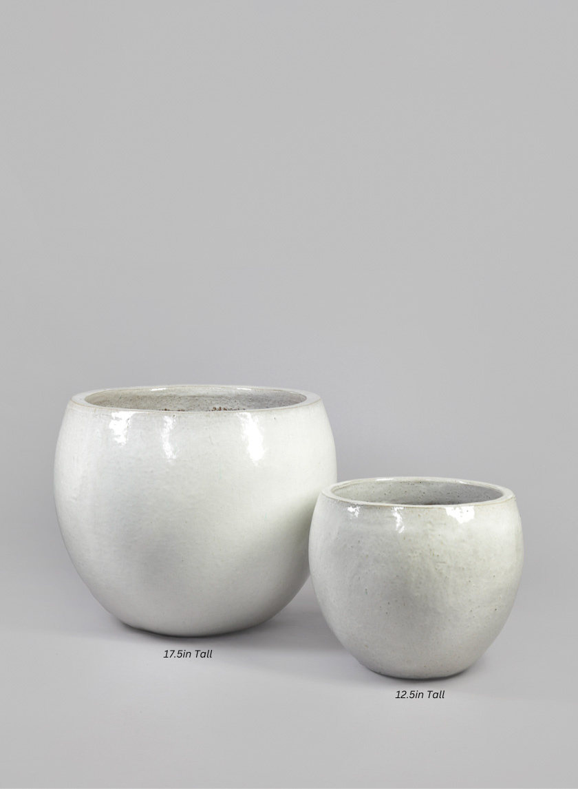 Grand Bowl Clay & Ceramic Planter, Cloud White Decor Jamali Garden