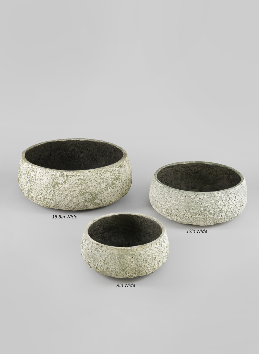 Mesquite Chalk Stone Moss Green Low Bowl Decor Jamali Garden