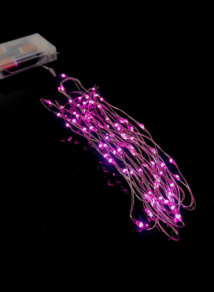 14ft Long 80 Pink Naked Wire L.E.D. Light String Decor Jamali Garden