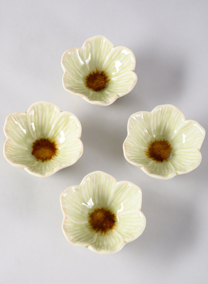 3.75in Wide Chantille Mini Flower Ceramic Bowl, Set of 4 Decor Jamali Garden