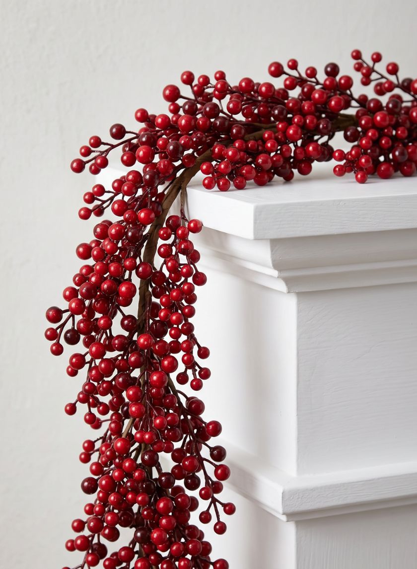 58in Long Red & Burgundy Berry Garland, Case of 4 Decor Jamali Garden