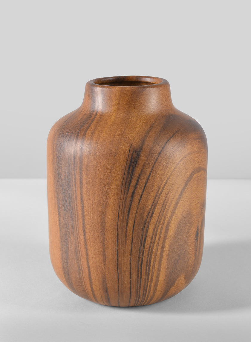 8in Tall Sakura Dark Walnut Look Ceramic Vase Decor Jamali Garden