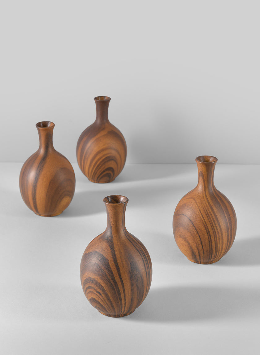 5.5in Tall Momo Dark Walnut Look Ceramic Bud Vase, Set of 4 Decor Jamali Garden