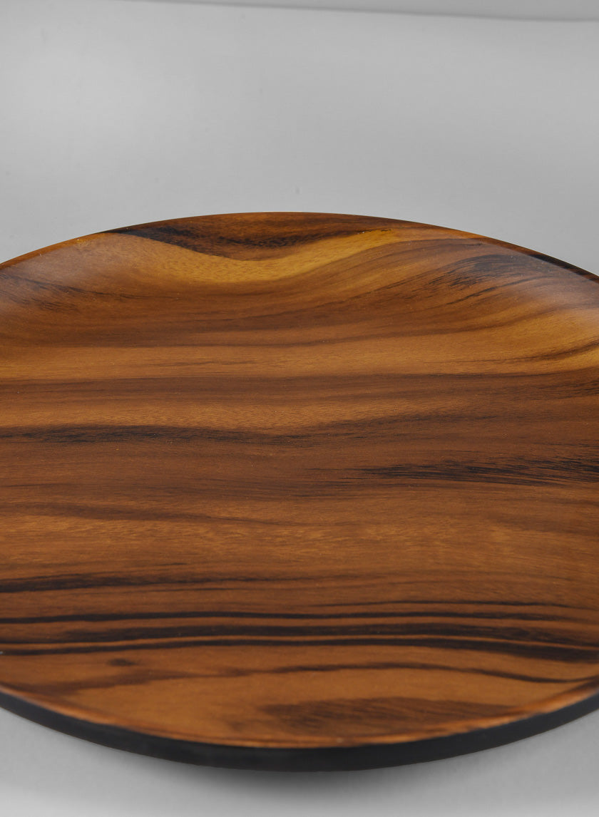 12in Wide Akai Dark Walnut Look Ceramic Decorative Plate Decor Jamali Garden