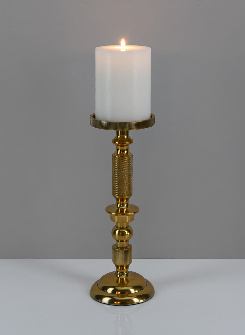10in Tall Zahra Gold Aluminum Pillar Holder Decor Jamali Garden