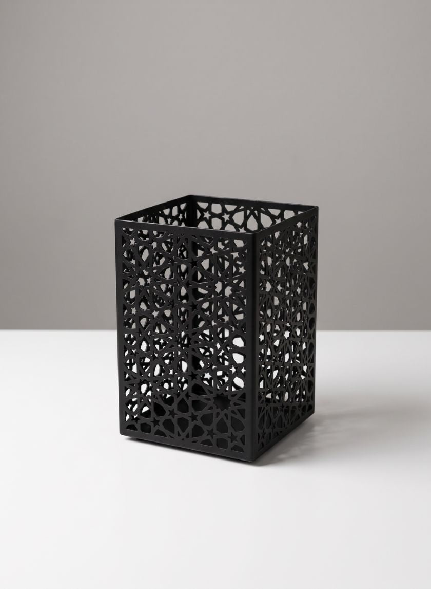 6in Tall Matte Black Moor Candle Holder Decor Jamali Garden