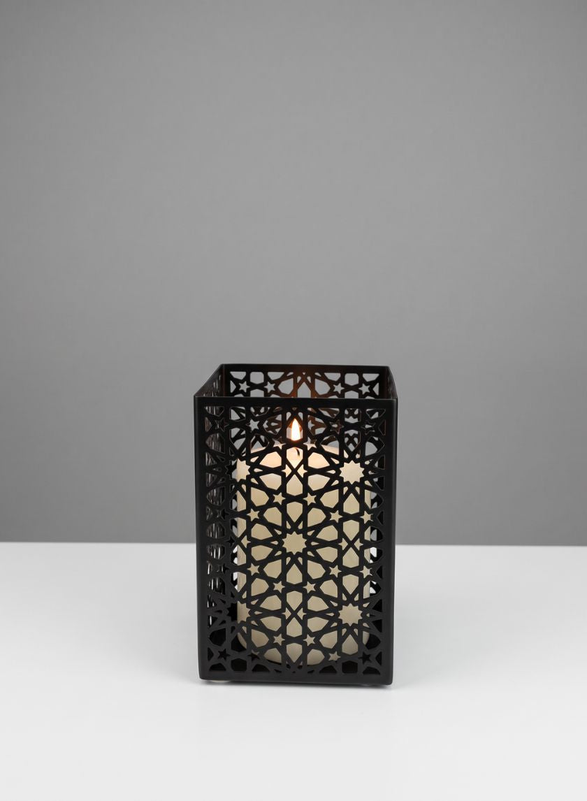 6in Tall Matte Black Moor Candle Holder Decor Jamali Garden