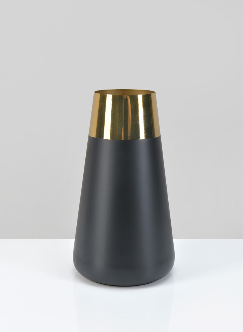 Zaragoza Stainless Steel Black & Gold Vase Decor Jamali Garden