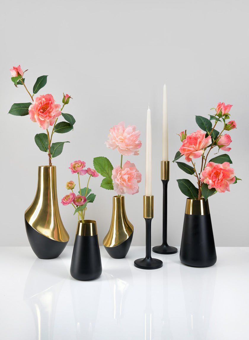 Zaragoza Stainless Steel Black & Gold Vase Decor Jamali Garden