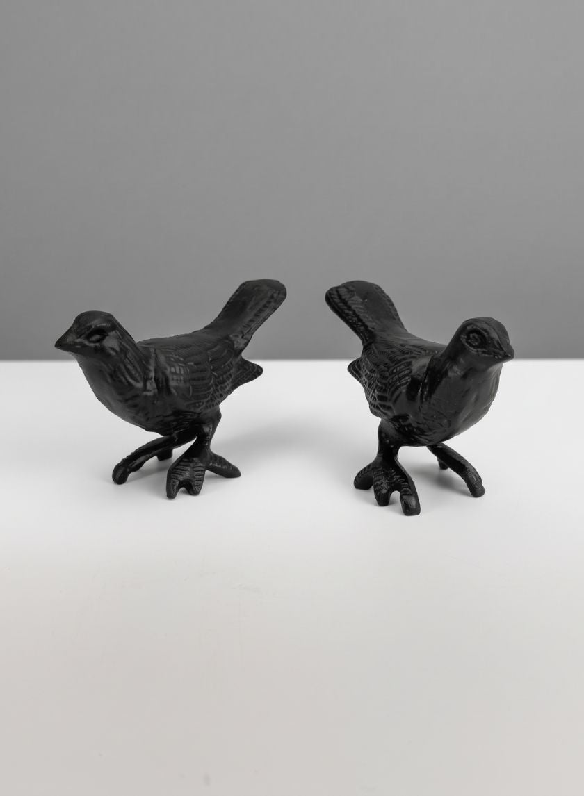 3.25in Tall Black Deco Bird, Set of 2 Decor Jamali Garden