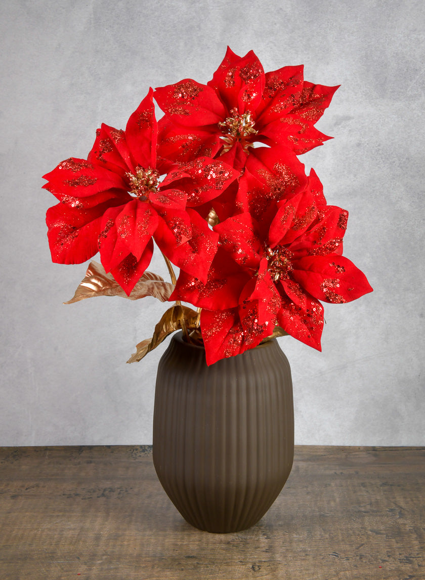 26in Long Red Poinsettia Spray Decor Jamali Garden