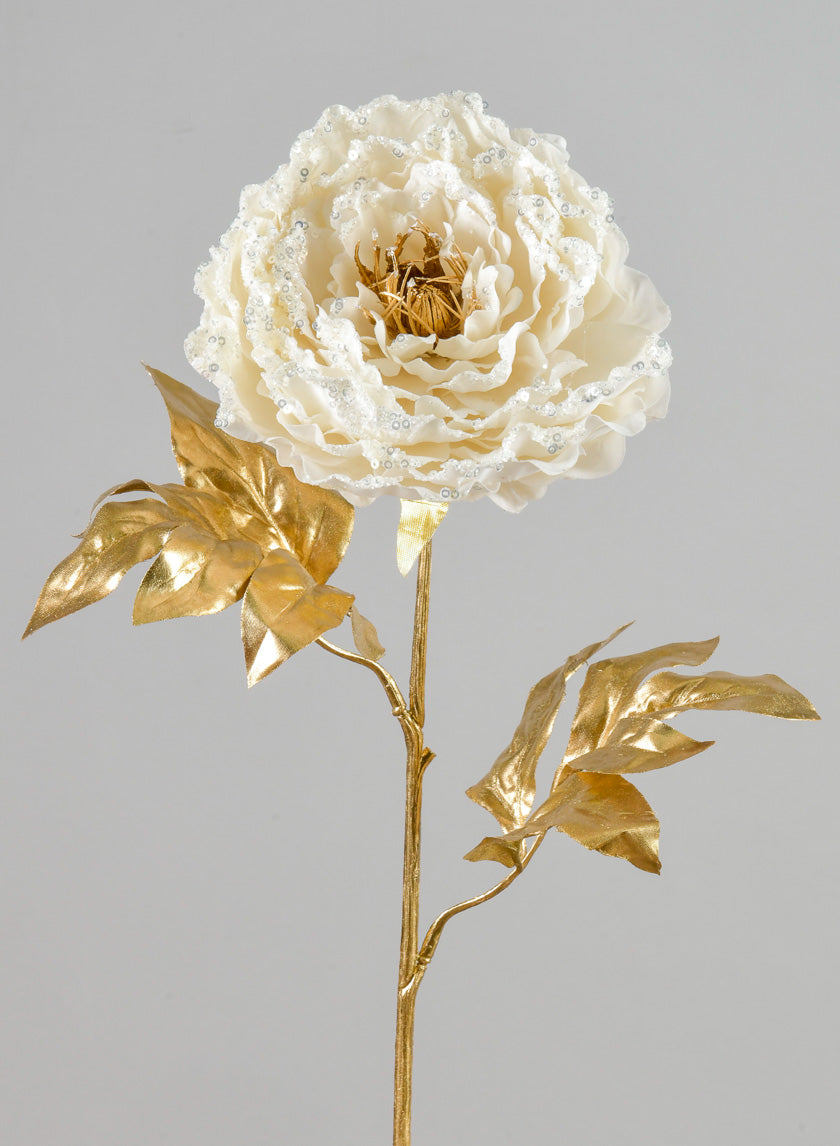 16in Long White Peony Spray Decor Jamali Garden
