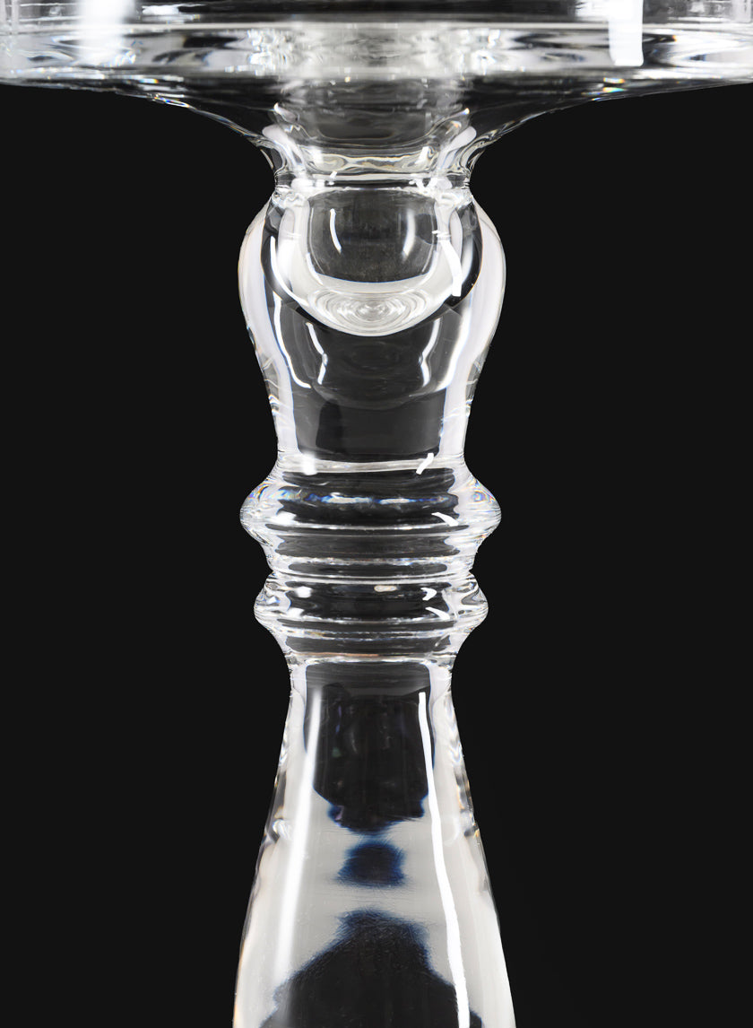 11in Tall Clear Crystal Look Glass Pillar and Taper Decor Jamali Garden