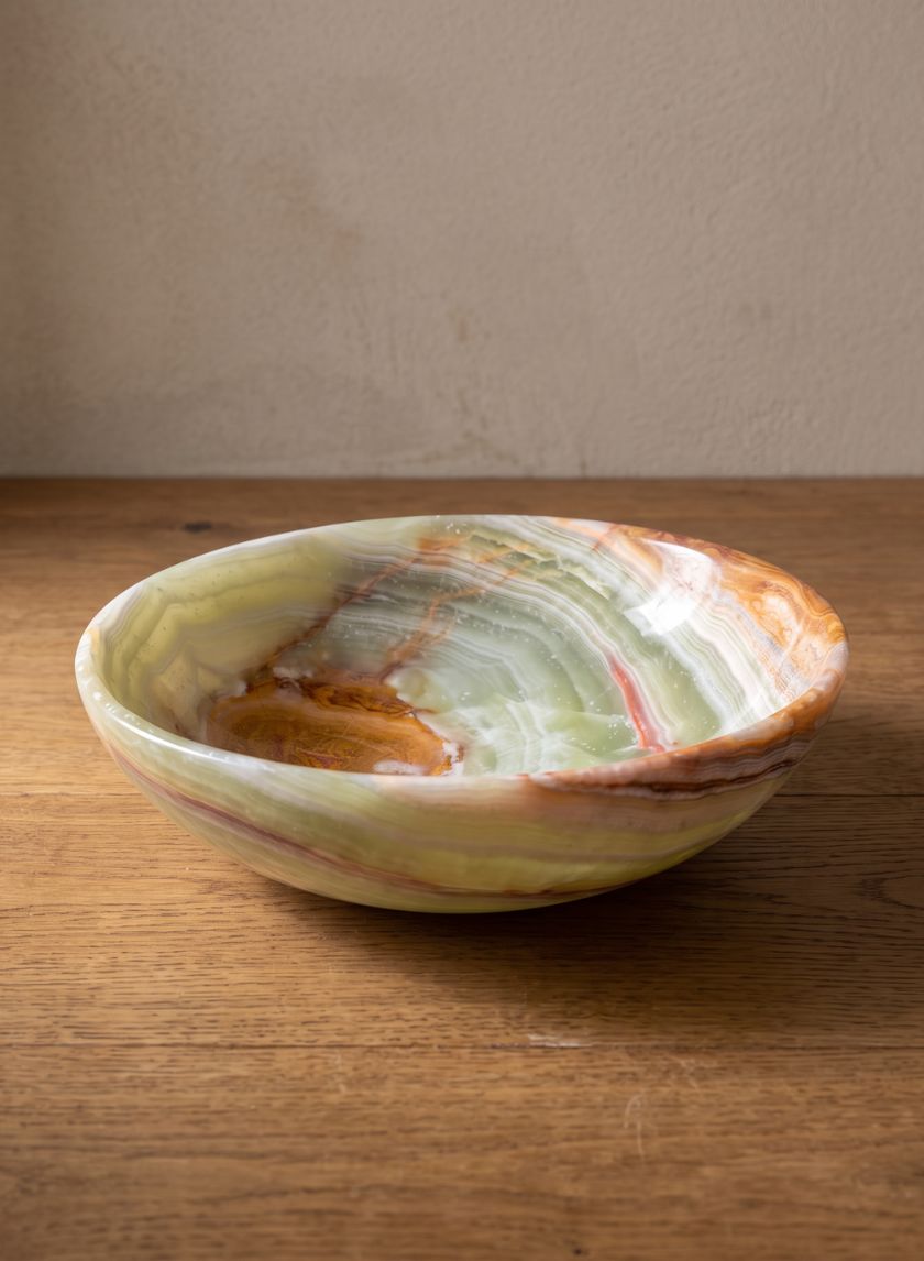 4in Wide Balochistan Green Onyx Bowl Decor Jamali Garden