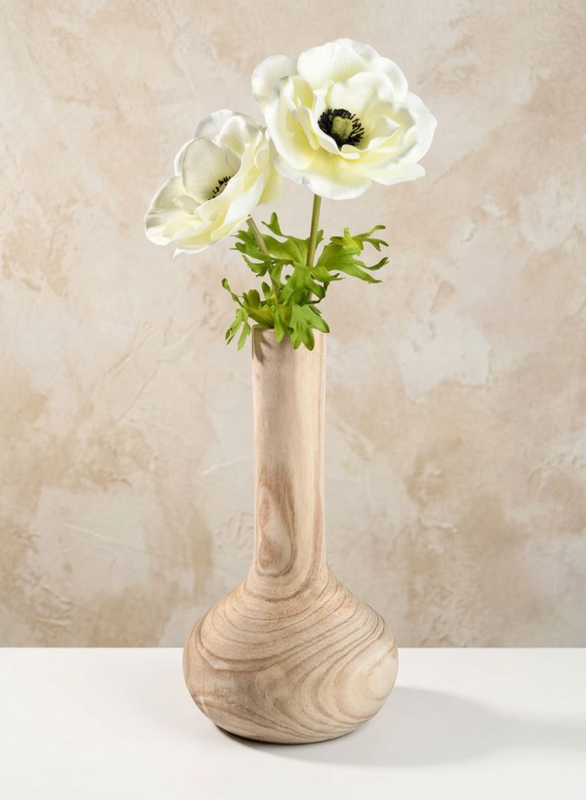12in Tall Paulownia Wood Bottle Vase, Set of 2 Decor Jamali Garden