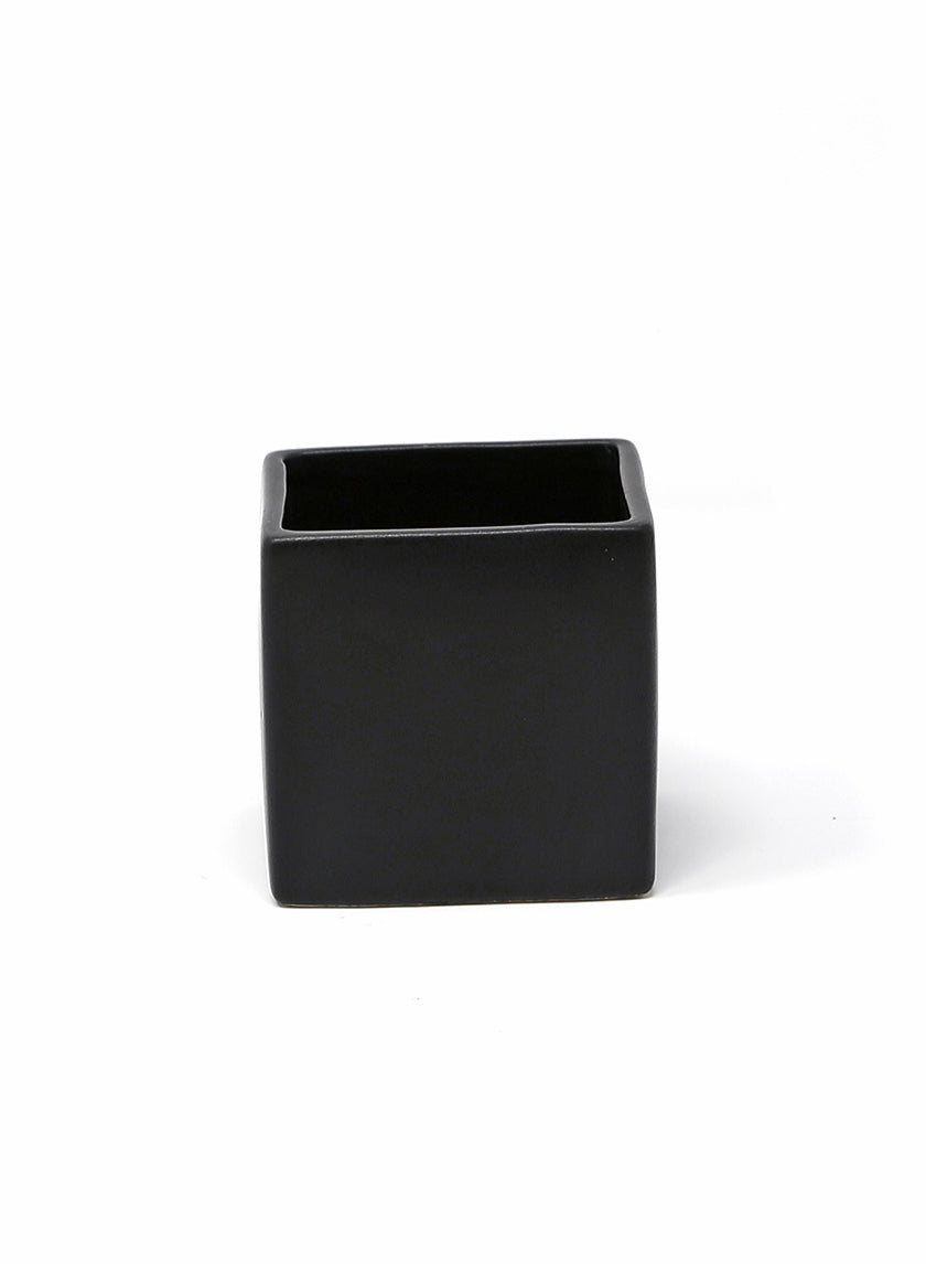 Square Matte Black Ceramic Decor Jamali Garden Matte Black 3in x 3in SET OF 4
