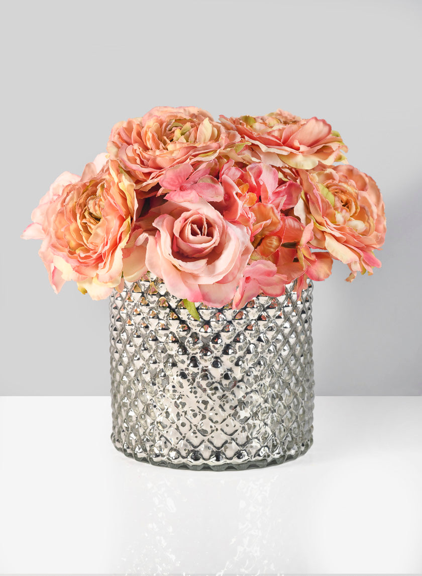 Antique Silver Hobnail Glass Vases Decor Jamali Garden