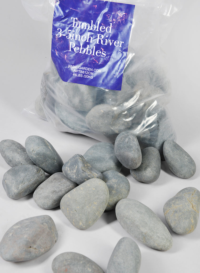 44lbs, Tumbled 3-5inch River Stones Decor Jamali Garden