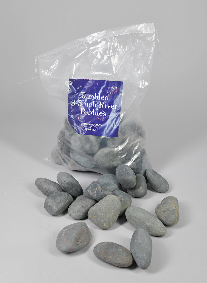 44lbs, Tumbled 3-5inch River Stones Decor Jamali Garden