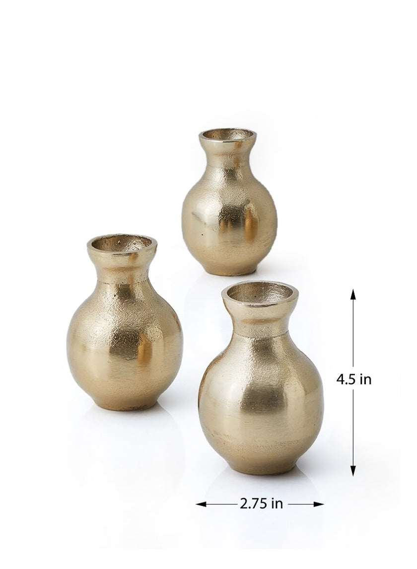 4.5in Tall Chateau Classic Gold Aluminum Bud Vase, Set of 4 Decor Jamali Garden