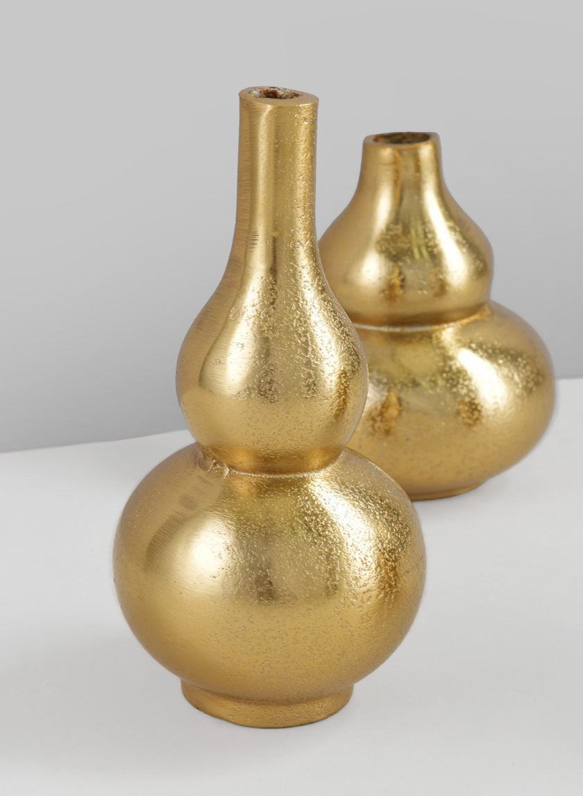 Orseil Deco Mini Aluminum Vases, Old Gold, Set of 3 Decor Jamali Garden