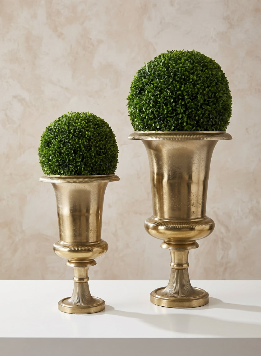 Old Gold Batiste Aluminum Urn Decor Jamali Garden